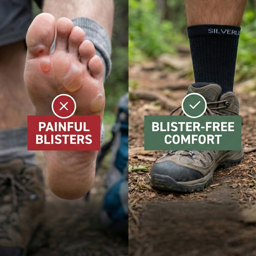 Painful blisters compared with blister-free comfort