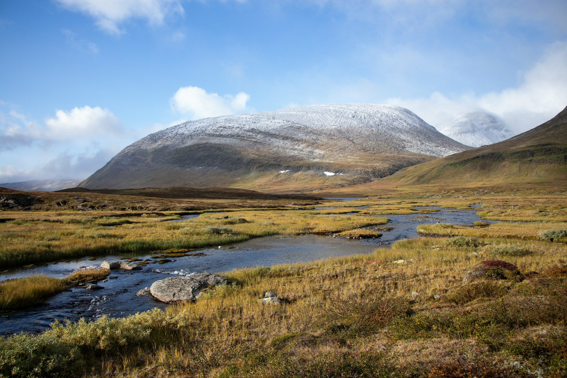 A mountain stream crossing the tundra in Abisko National Park