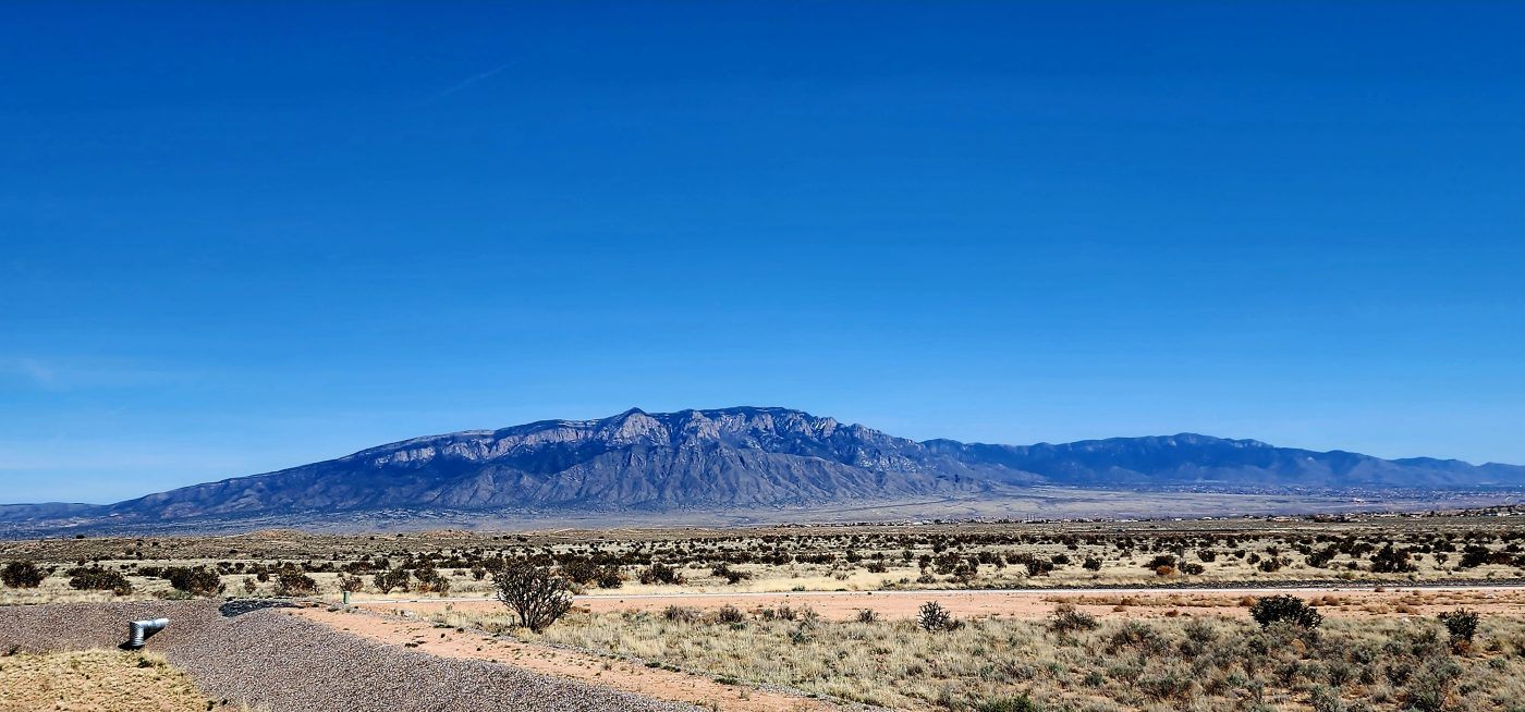 view of the Sandia Mountains as seen from the Broadmoor Senior Center in Rio Rancho, New Mexico