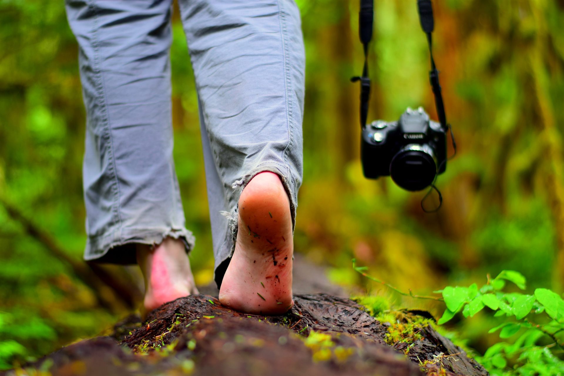 barefoot hiker