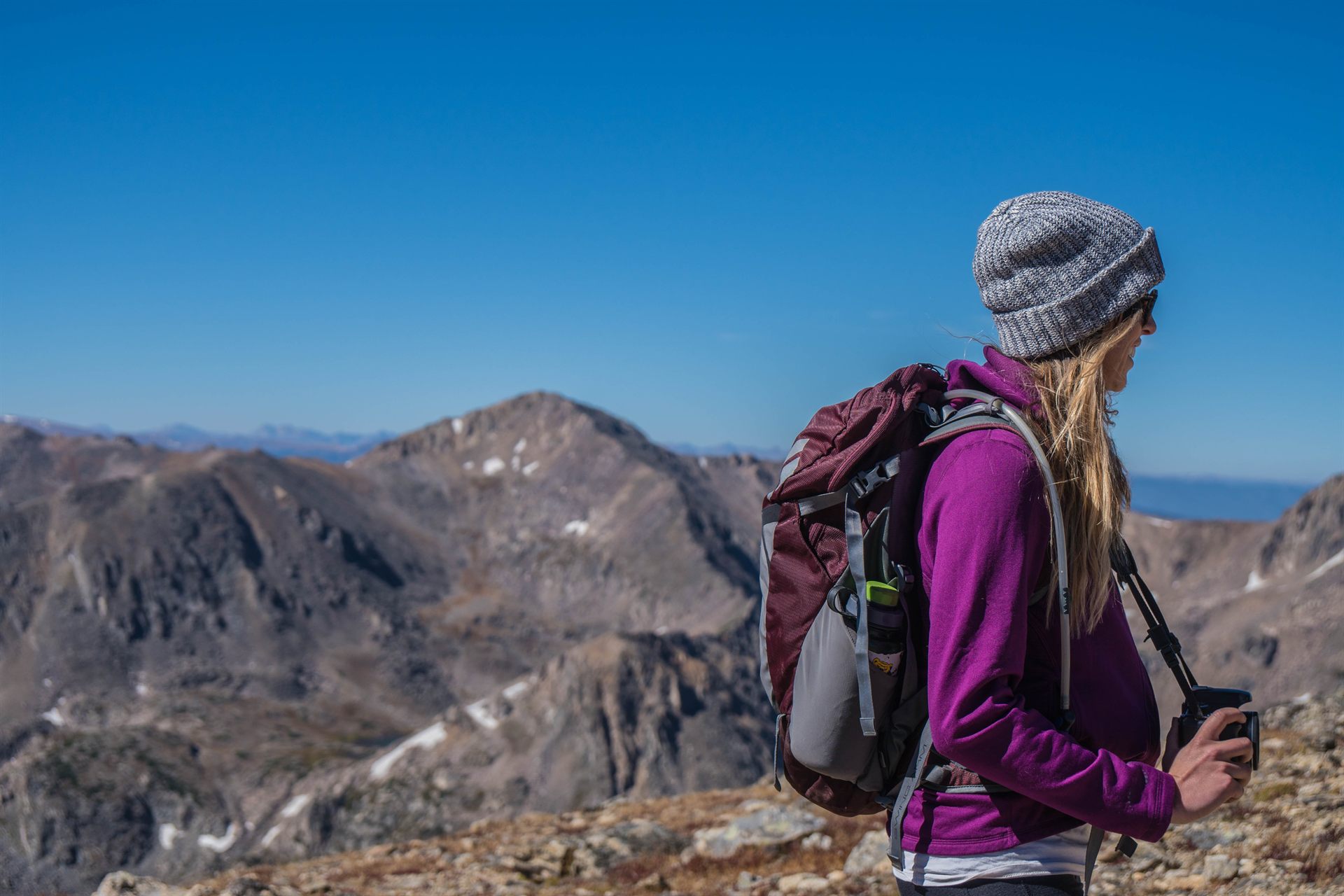 woman hiking on mountain