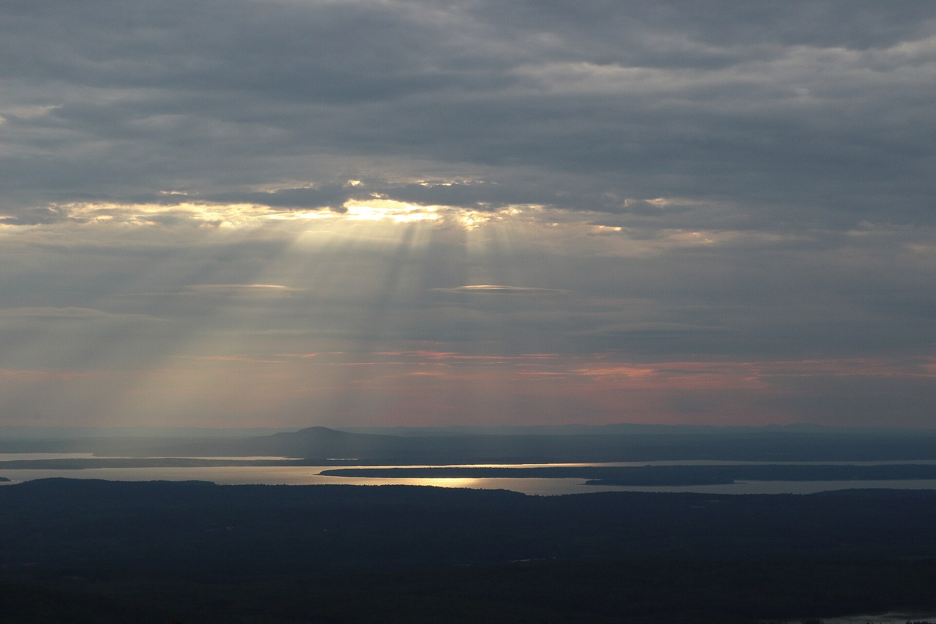 Sunset light and clouds seen from Cadillac Mountain