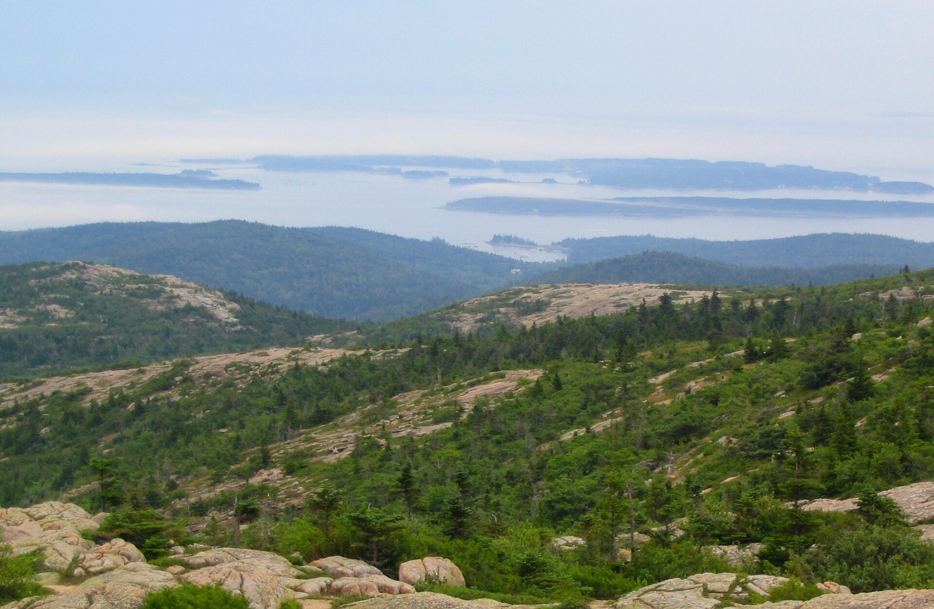 Granite slopes and open mountain scenery along Cadillac Mountain