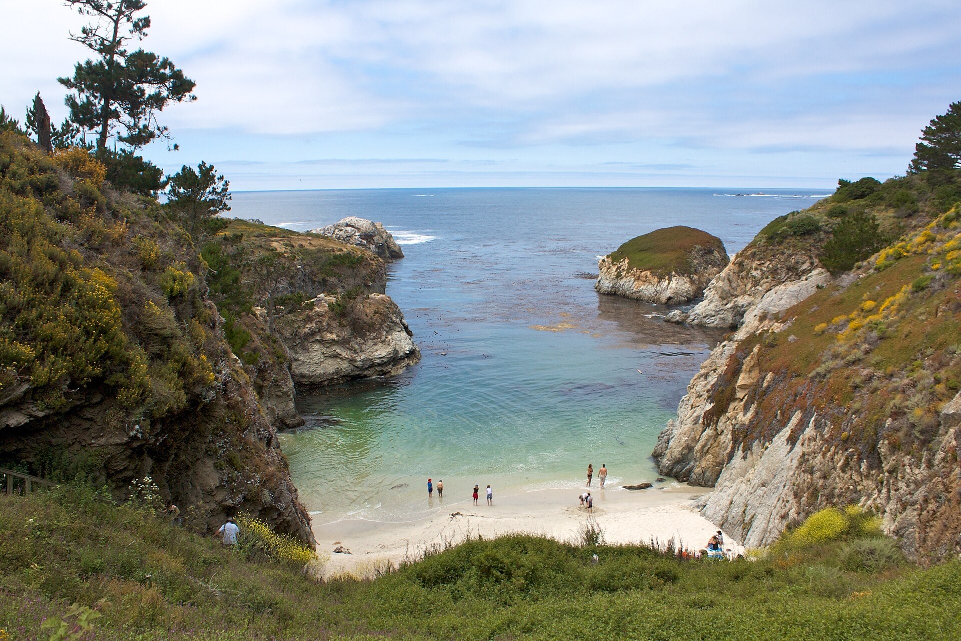Turquoise water and a small beach at China Cove in Point Lobos