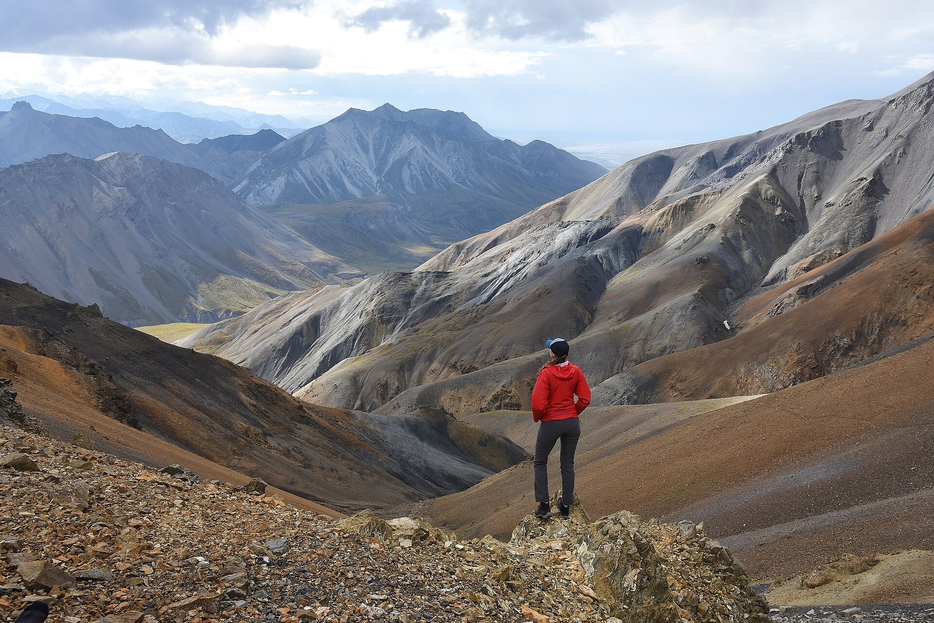 Hikers crossing Denali National Park's open wilderness