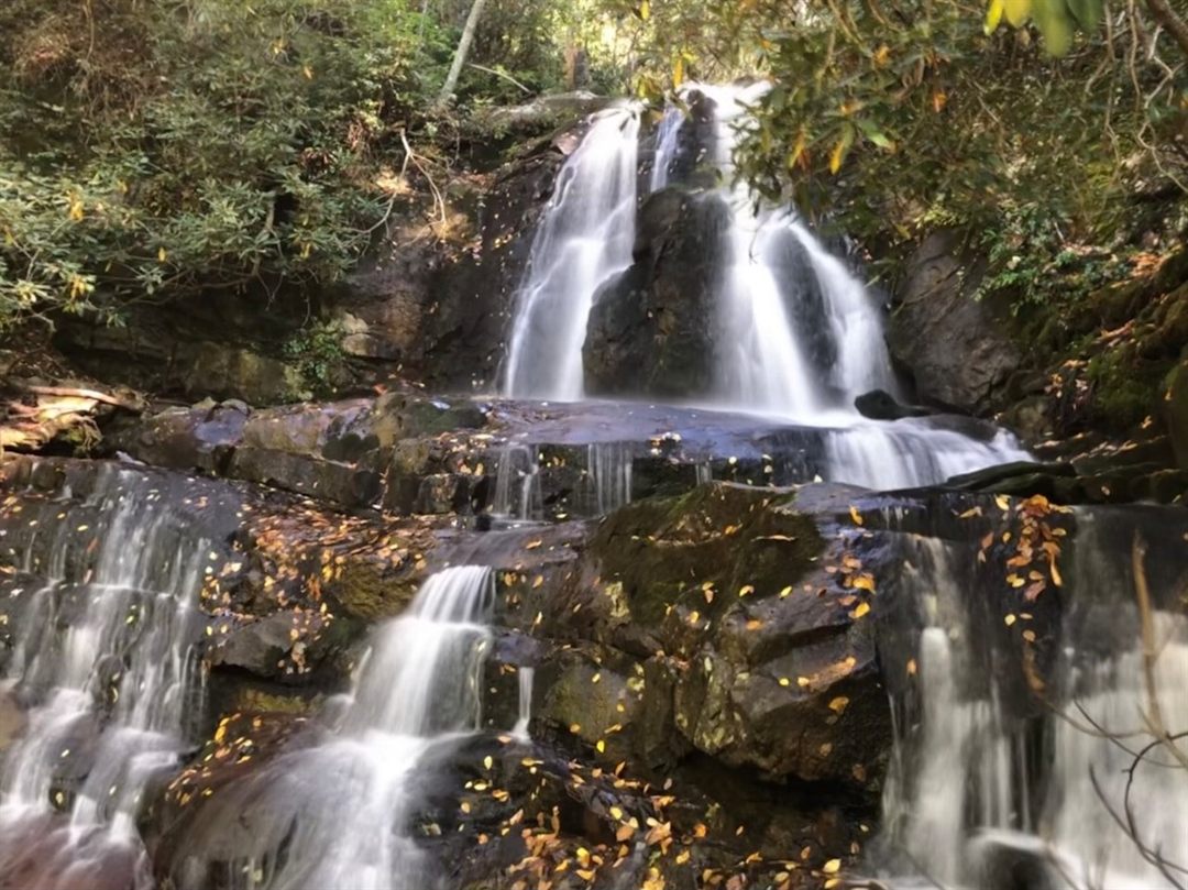 Laurel Falls flowing through an autumn forest in Tennessee