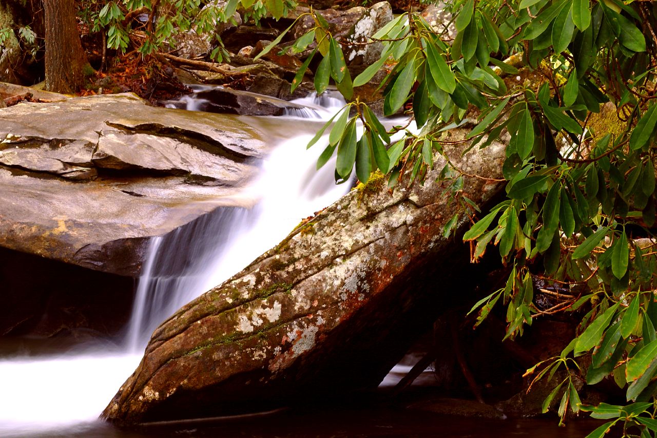 A rocky cascade on the Davidson River in Pisgah National Forest