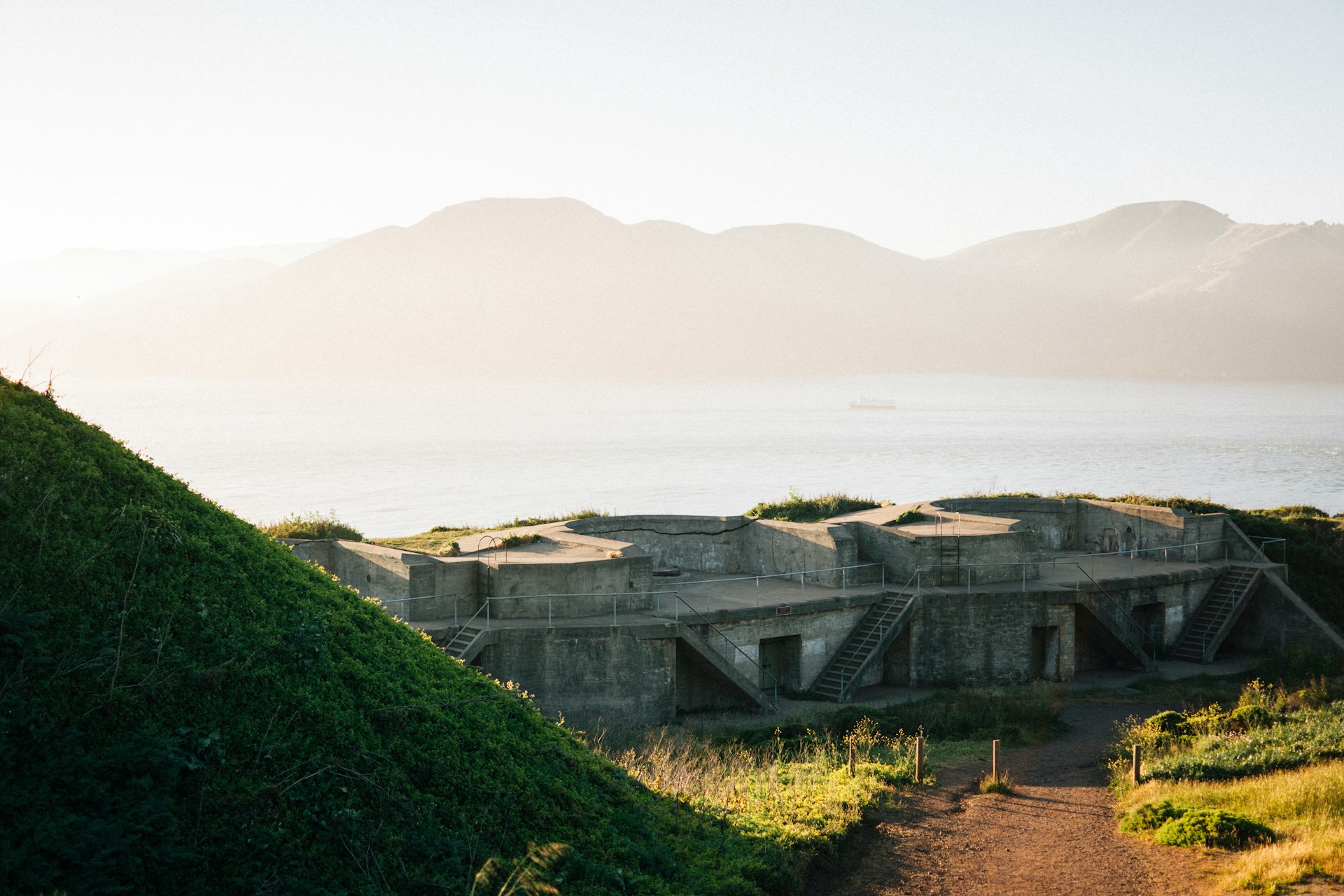 Historic buildings and green open space in the Presidio