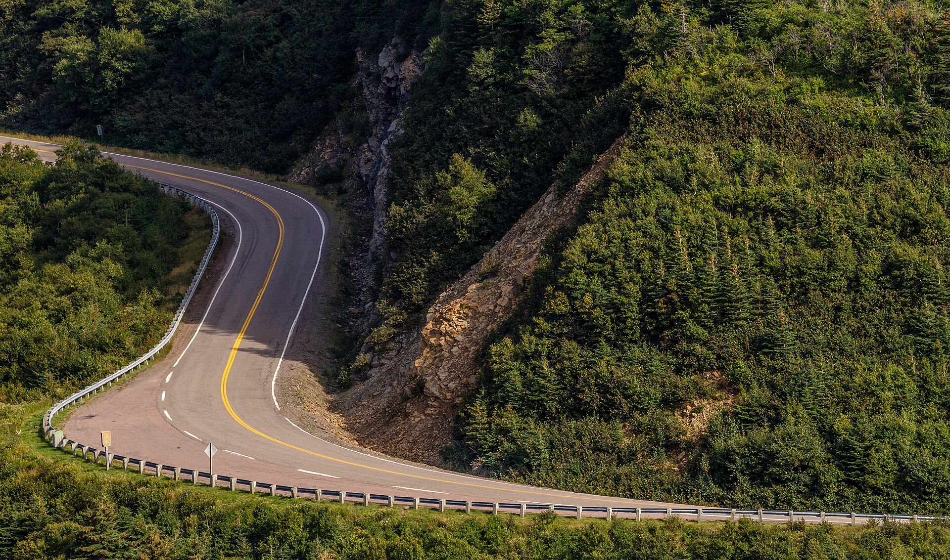 The Cabot Trail winding through the Cape Breton Highlands