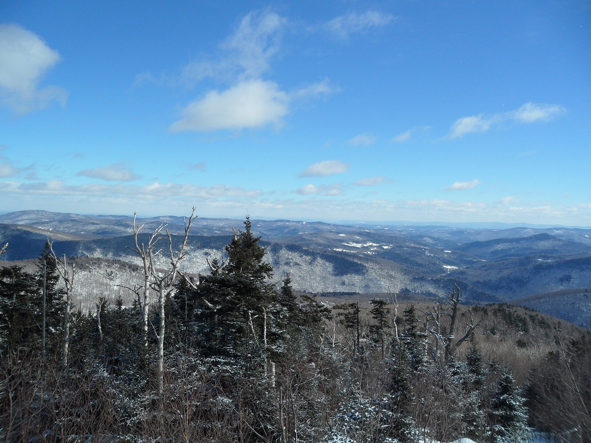 A winter view from Killington Peak in Vermont