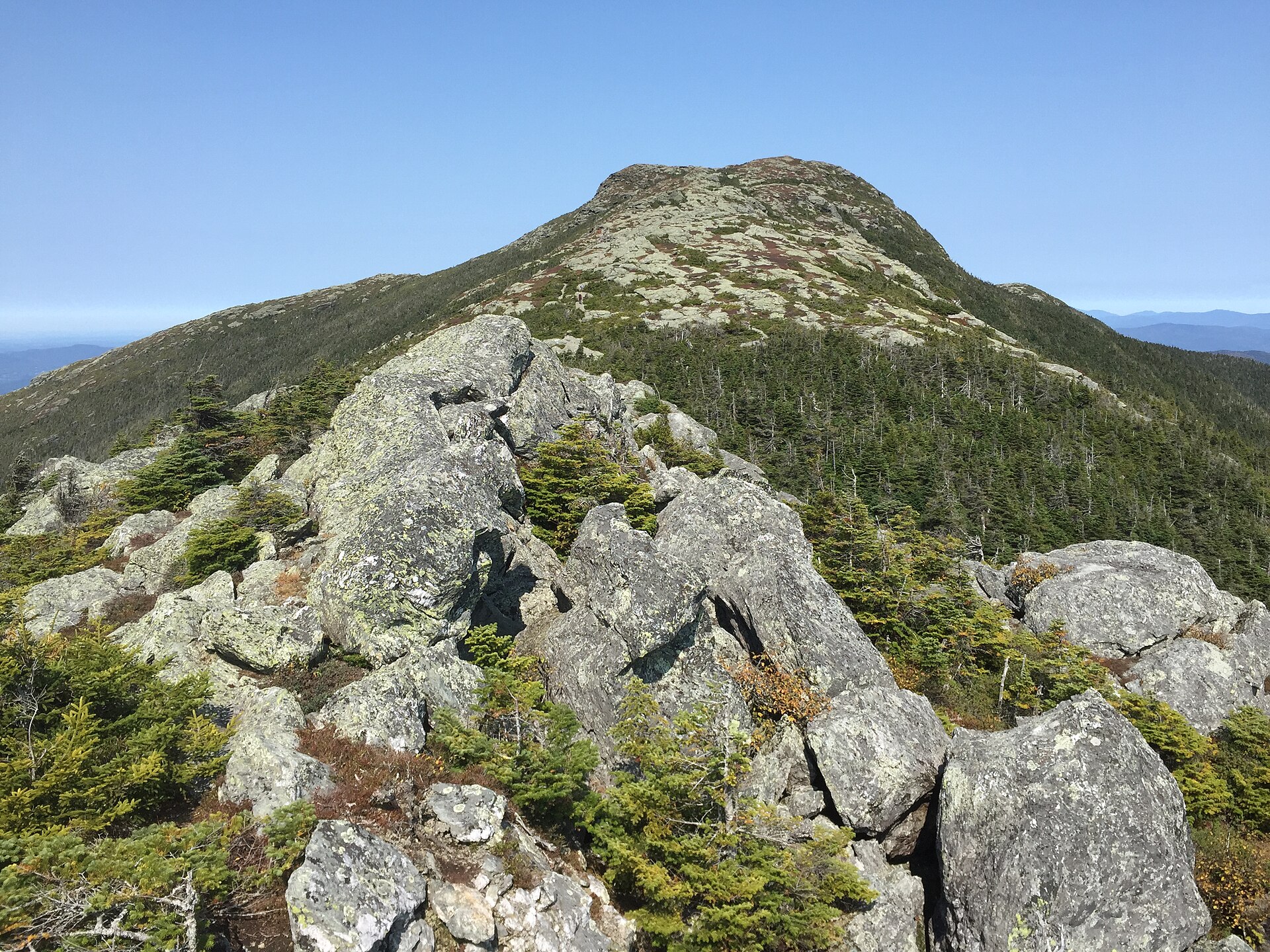 The rocky Long Trail ridge on Mount Mansfield