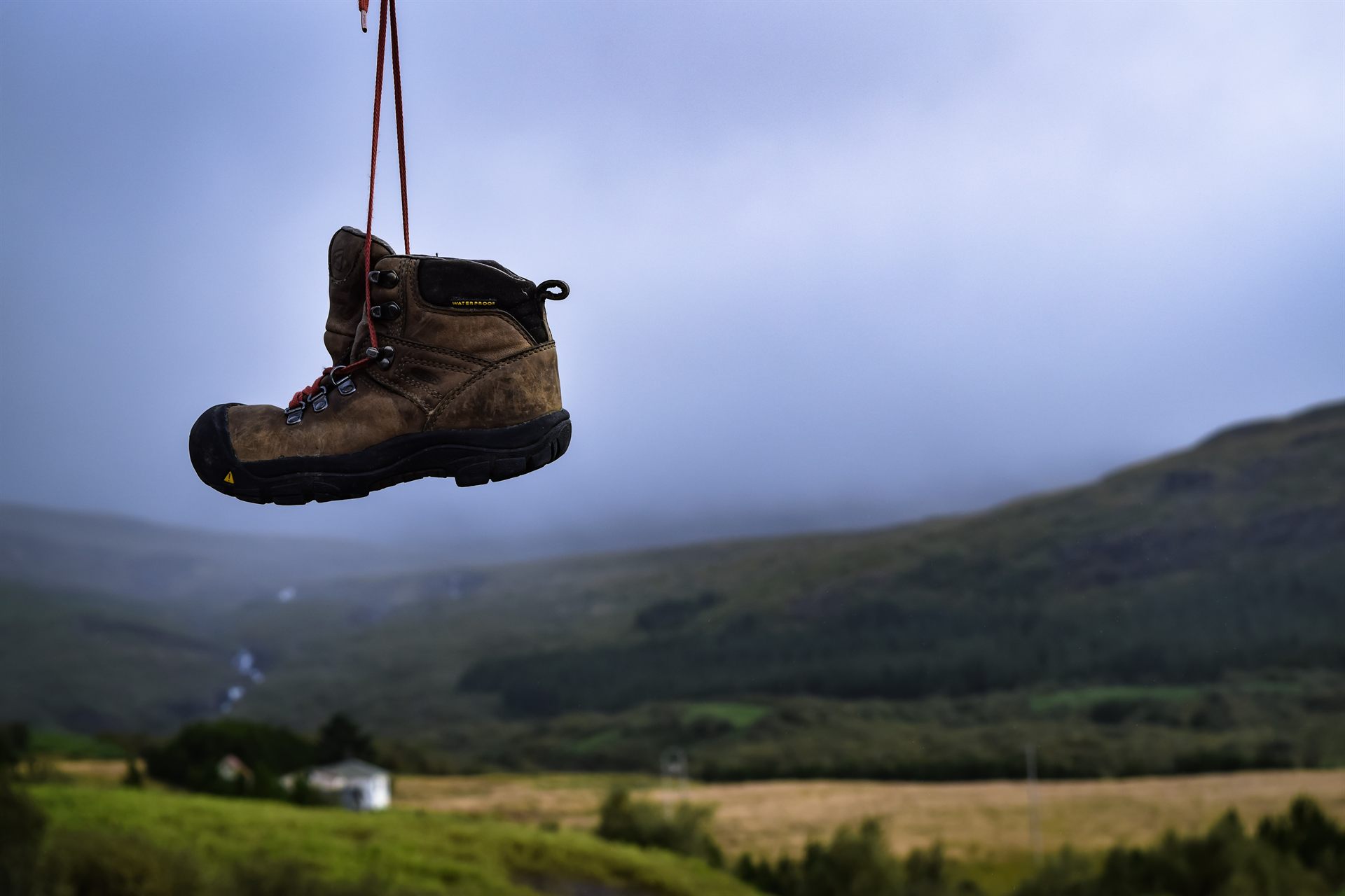hanging hiking boots