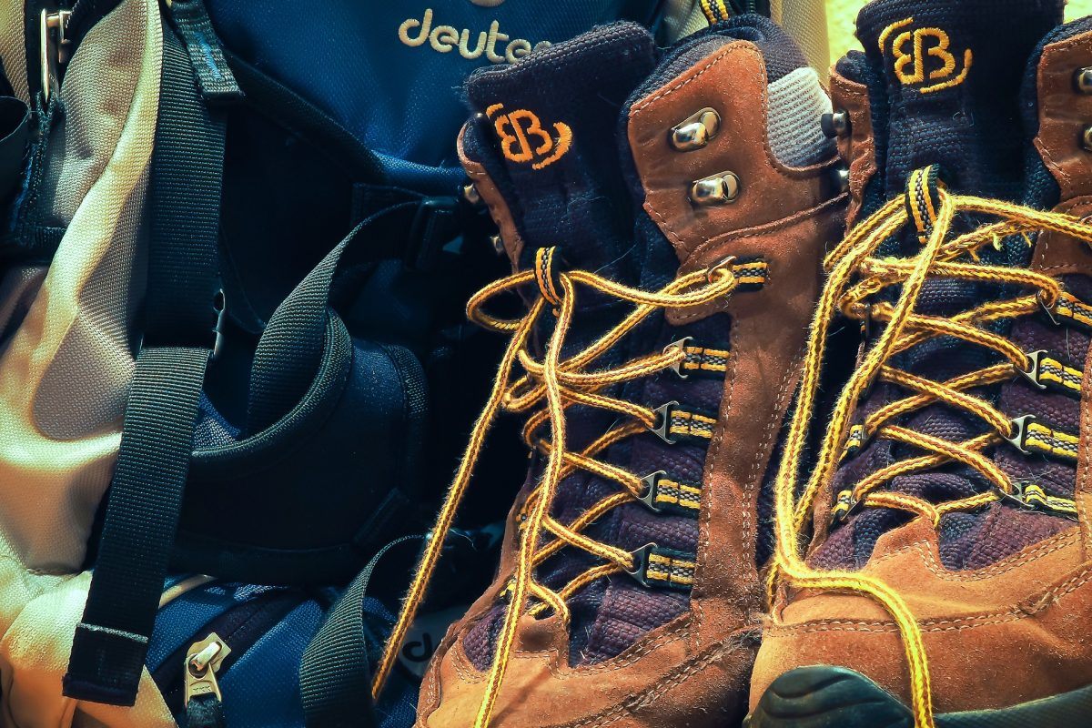 Hiking Boots and Backpack