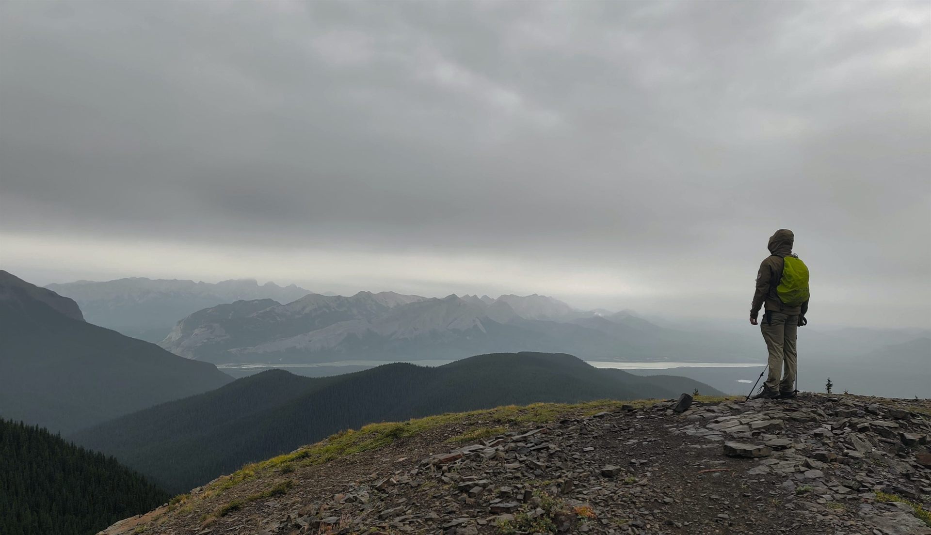 Hiker in Rainy Weather