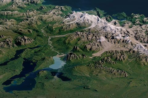 Wild volcanic landscape in Katmai National Park and Preserve
