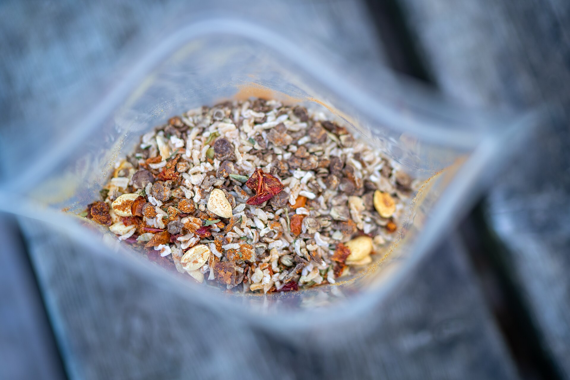 A lightweight dehydrated meal prepared for backpacking