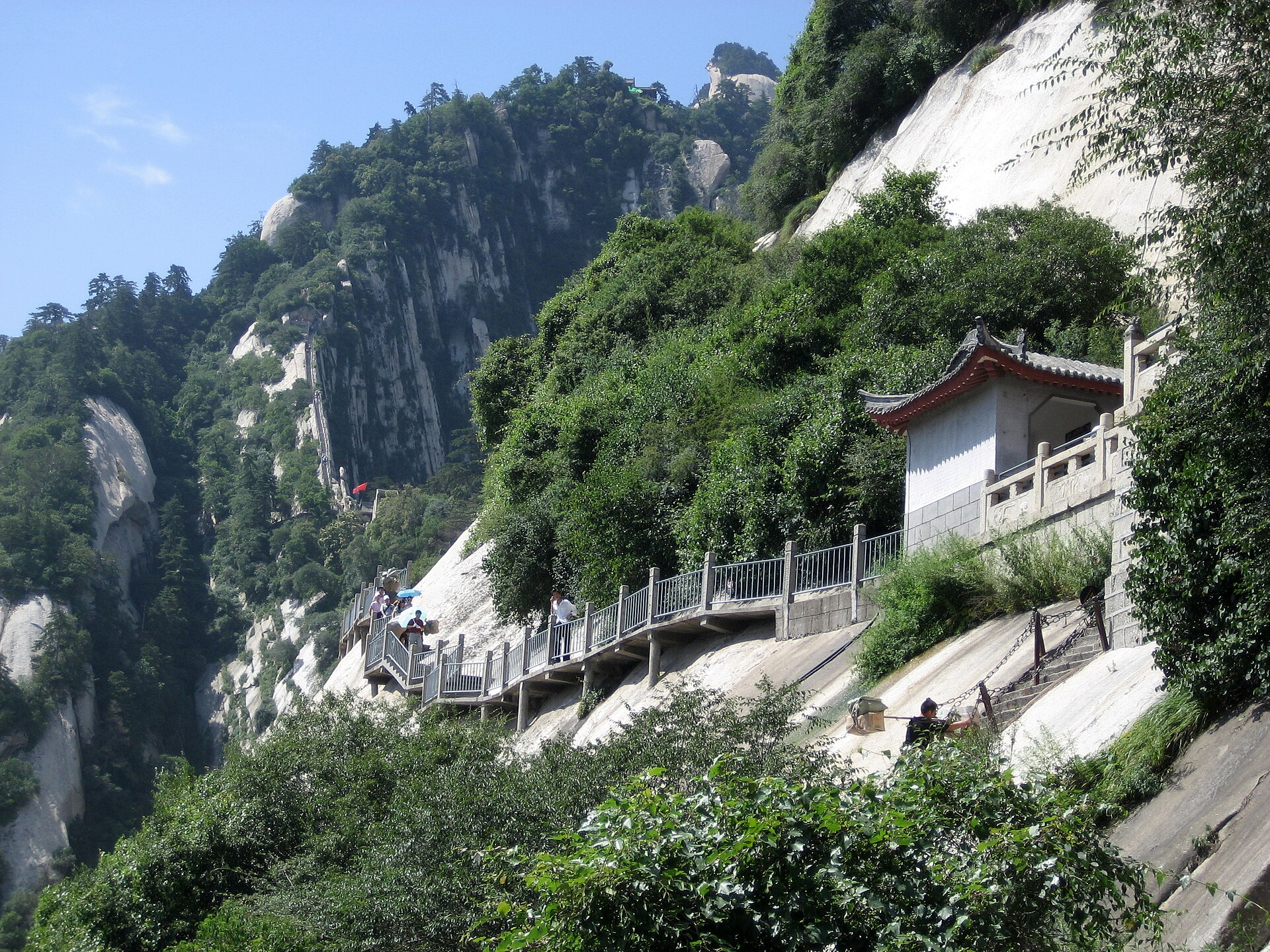 A steep mountain path on Mount Hua in China