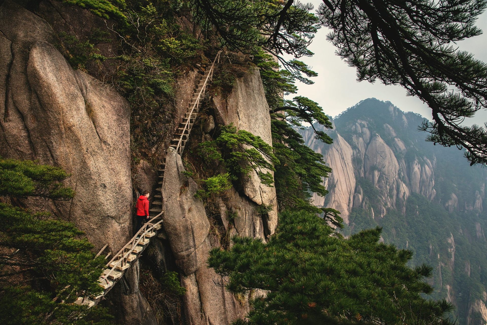 Stairs in Huangshan Mountains