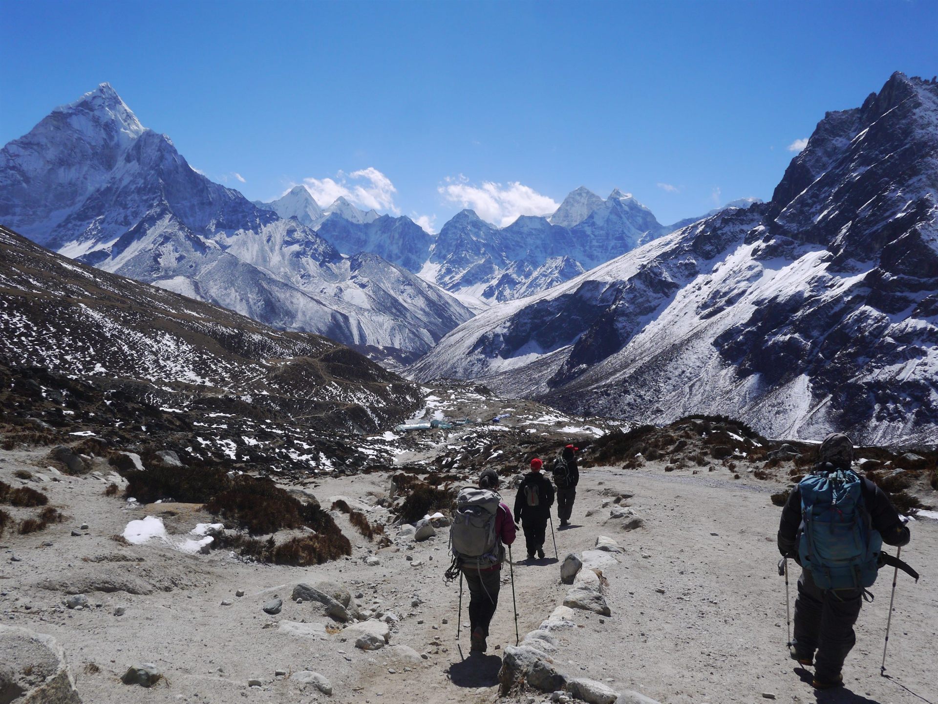Hikers in High Altitude Region in the Mountains