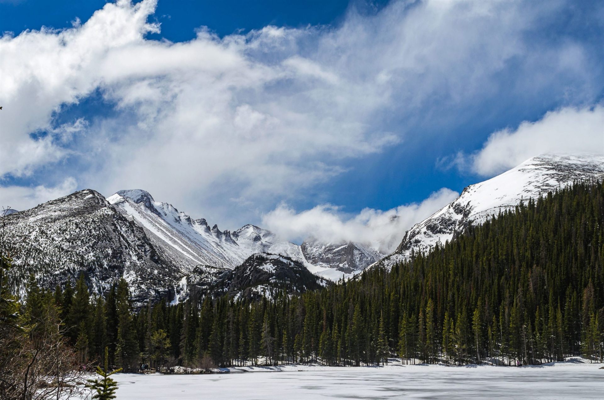 Frozen Bear Lake in Rocky Mountain National Park in Winter