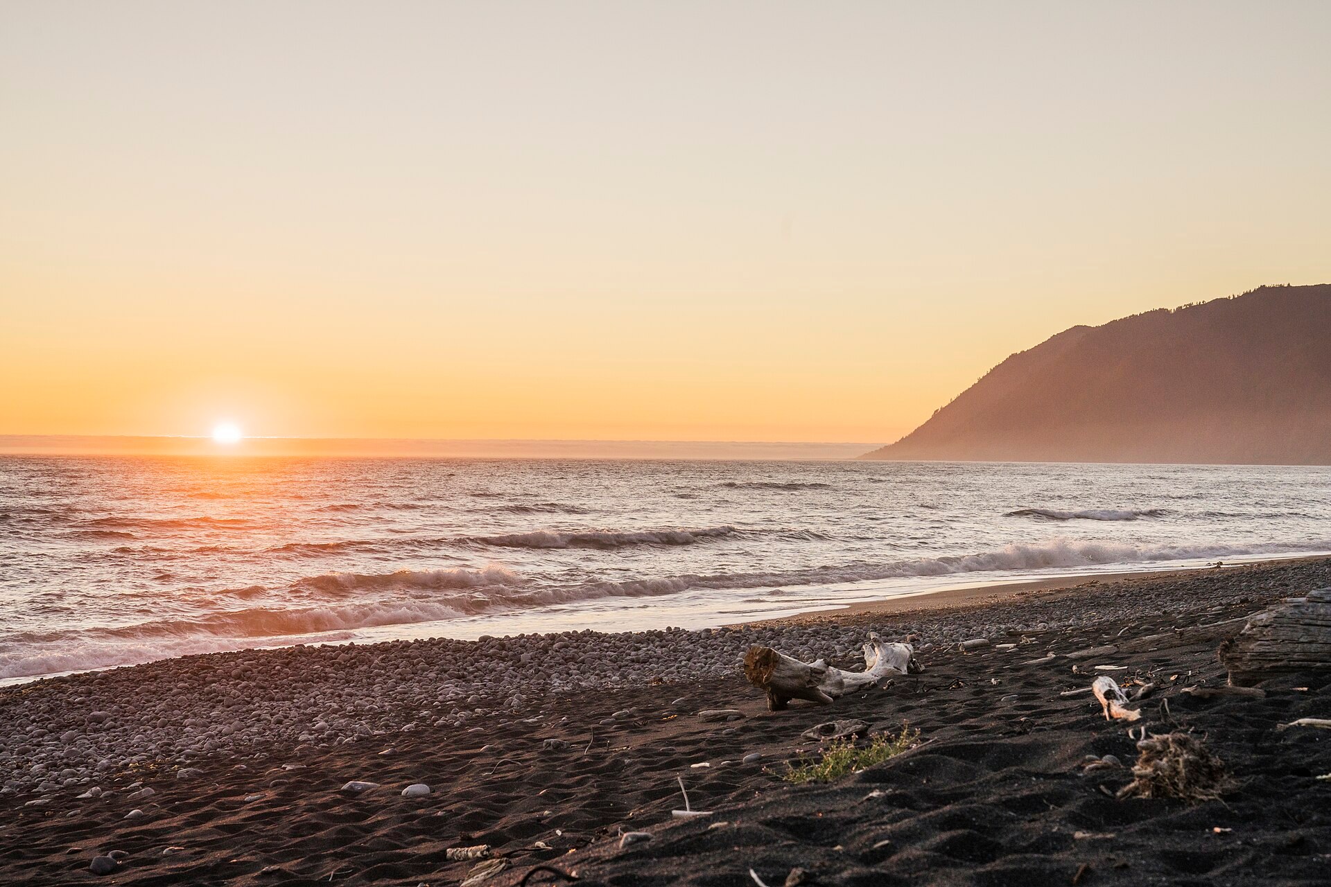 Evening light over the Pacific Ocean on the Lost Coast Trail