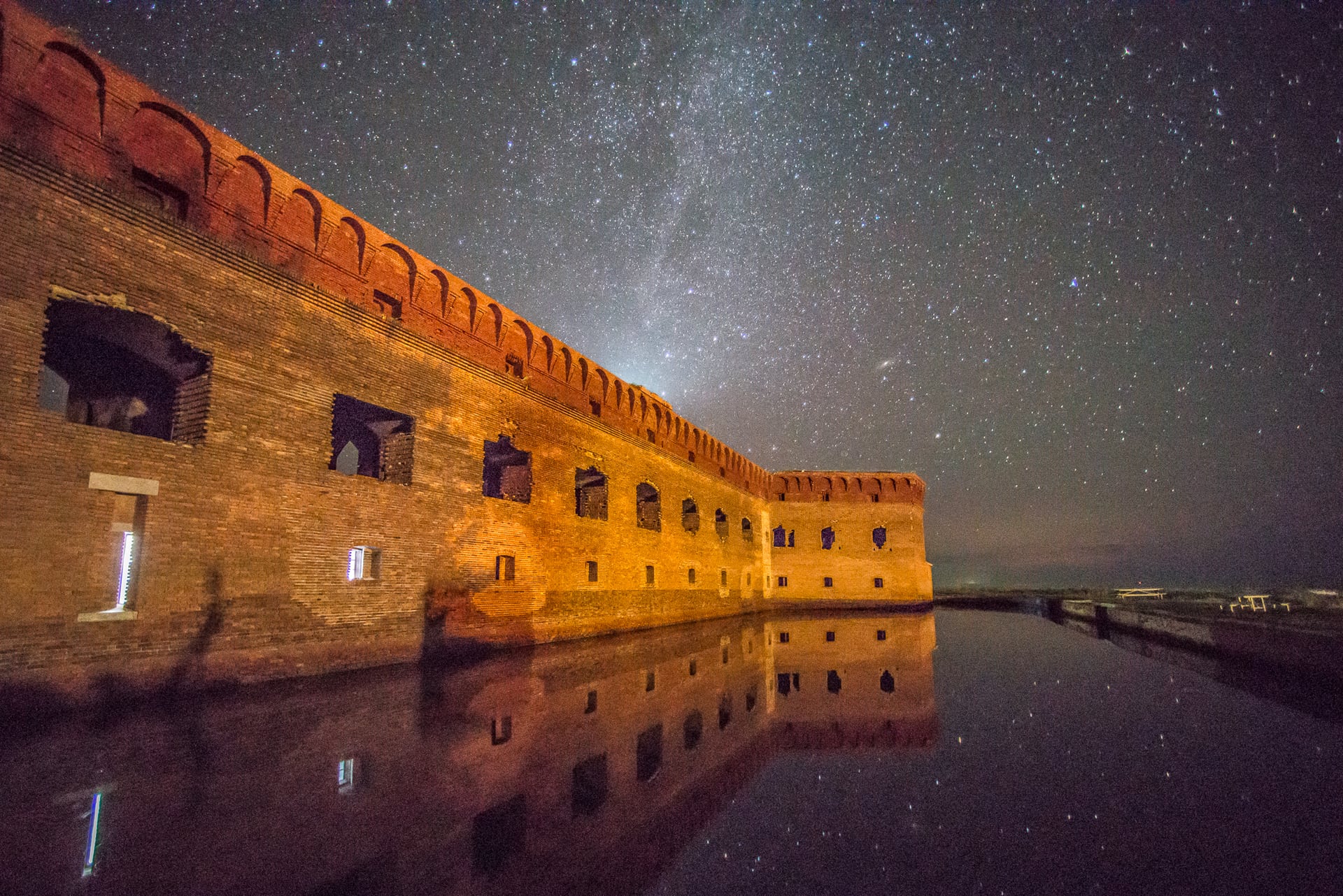 Stars shining above Fort Jefferson in the remote Dry Tortugas