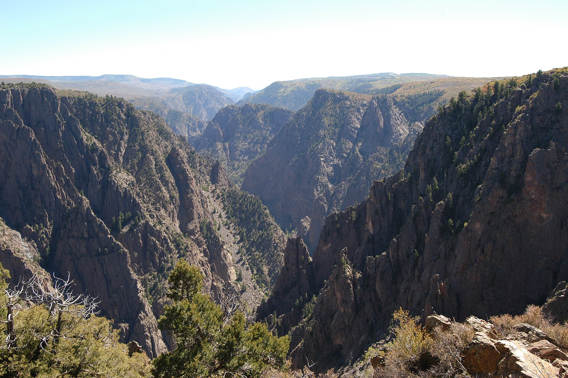 Deep cliffs and rugged terrain in Black Canyon of the Gunnison