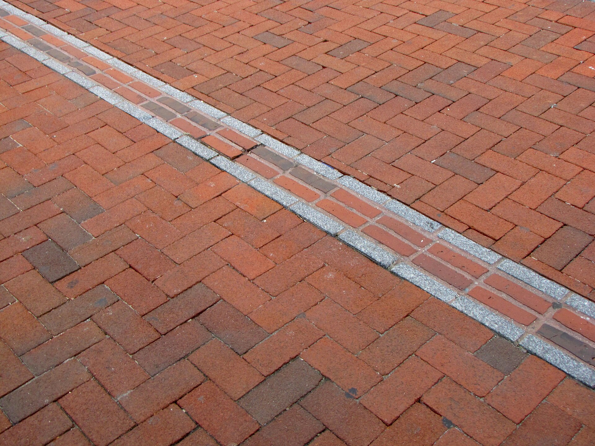 The red-brick Freedom Trail running through Boston