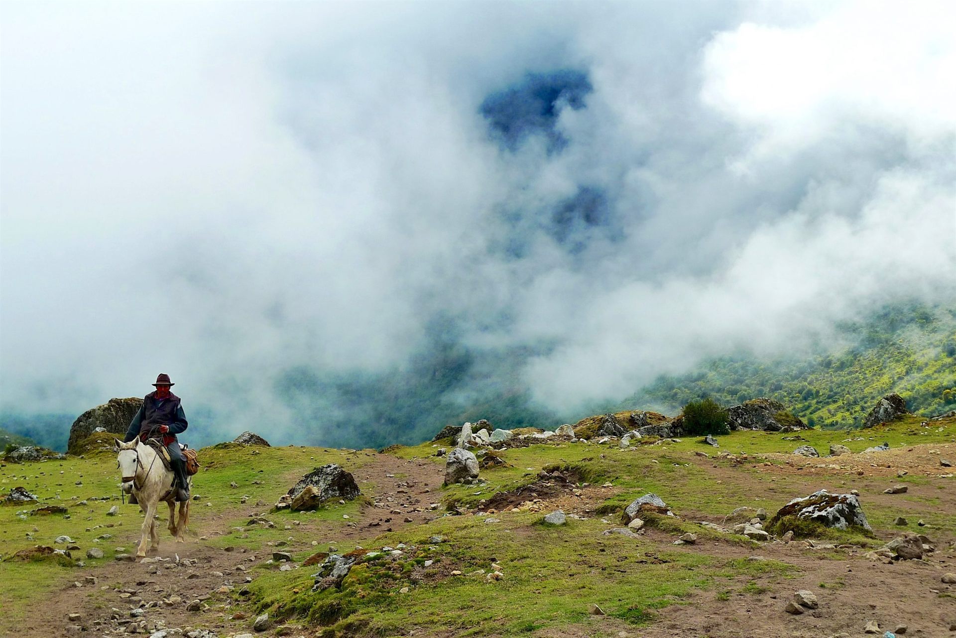 man riding horse on a trail