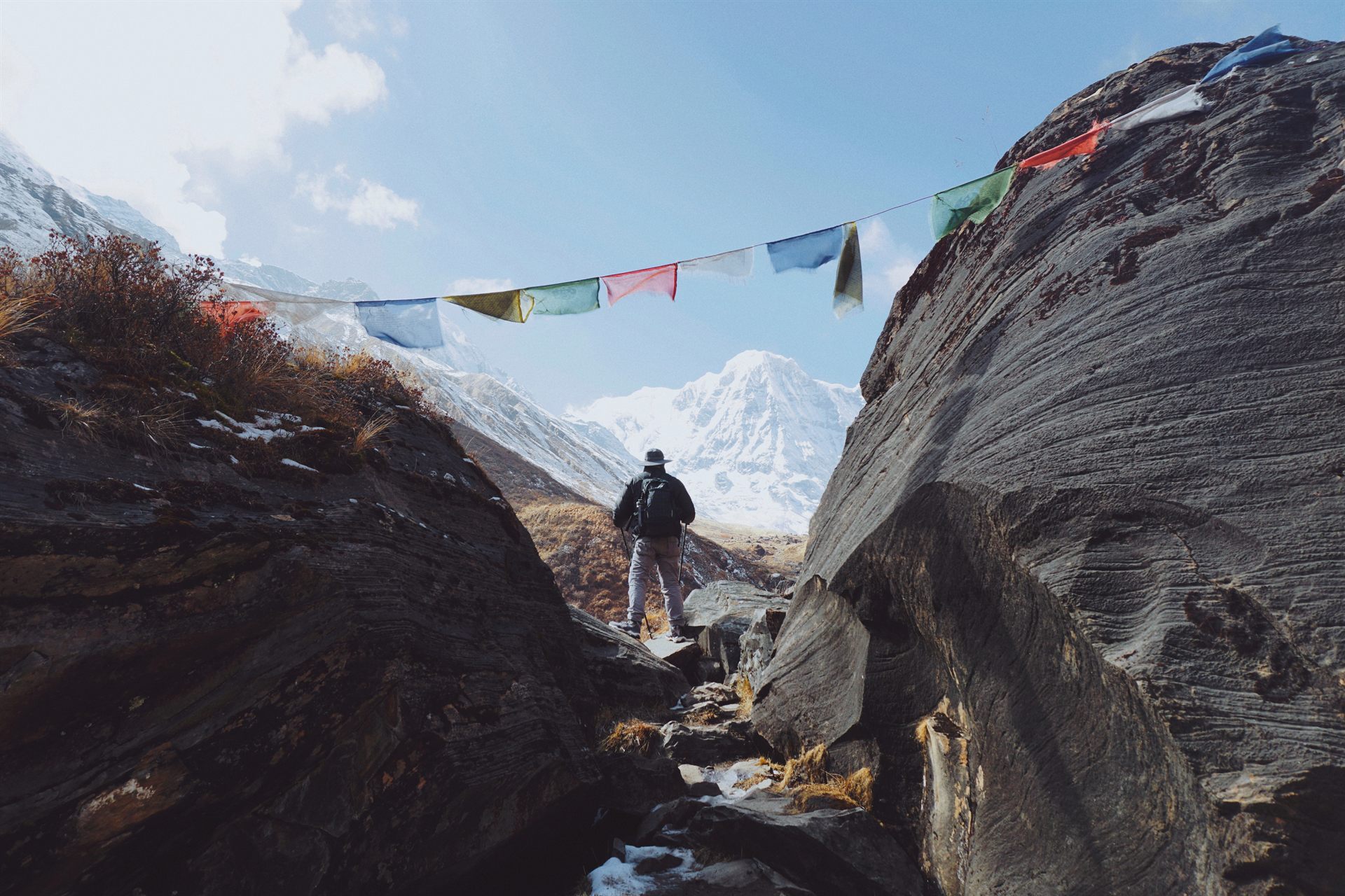 Trekker in Annapurna Region