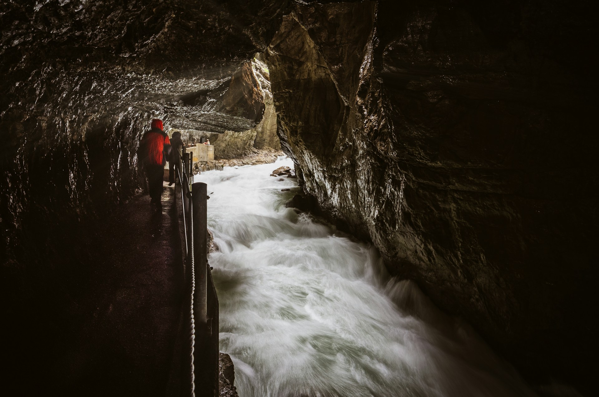 The rocky walls and rushing water of Partnach Gorge
