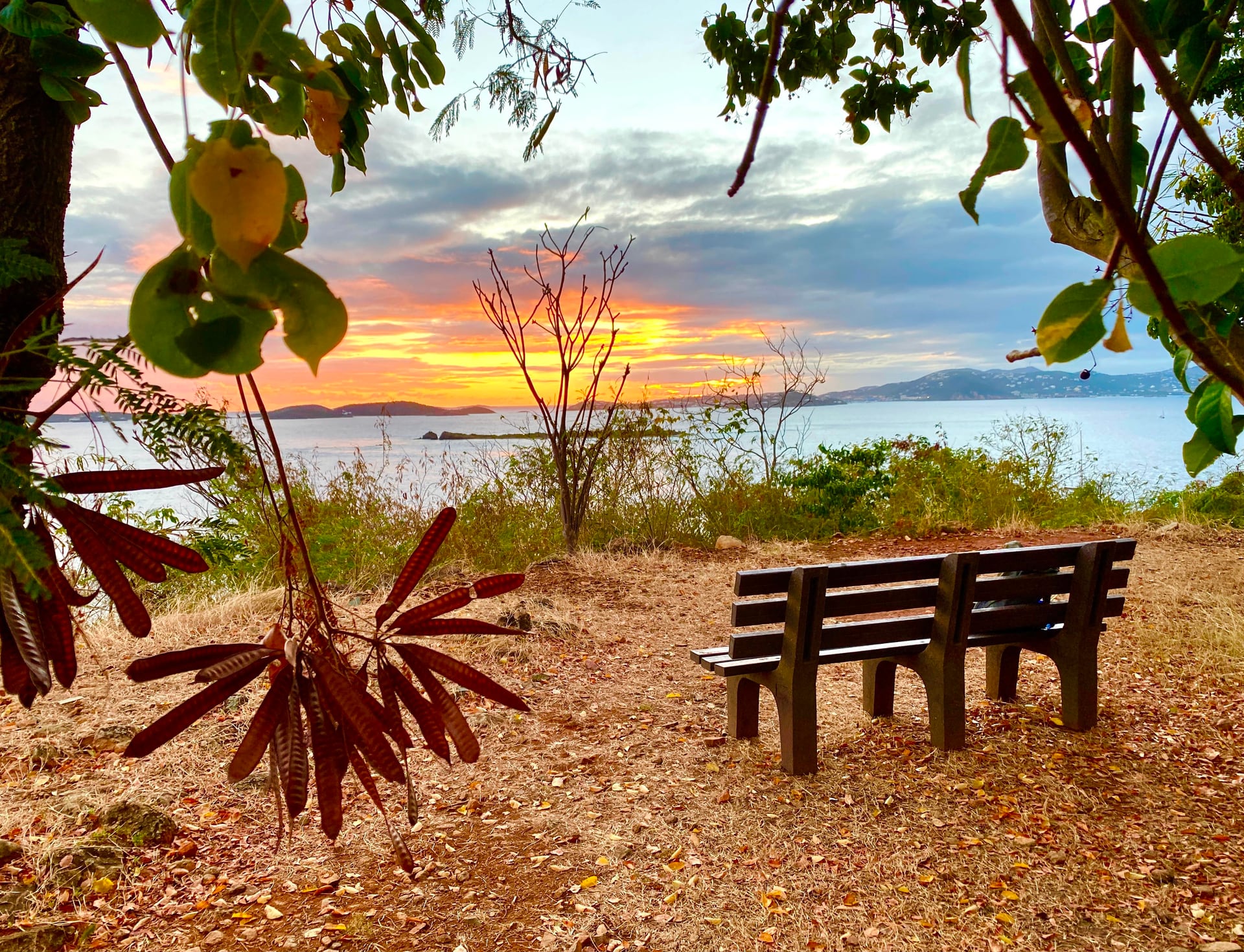 Sunset over the bay from Lind Point Overlook
