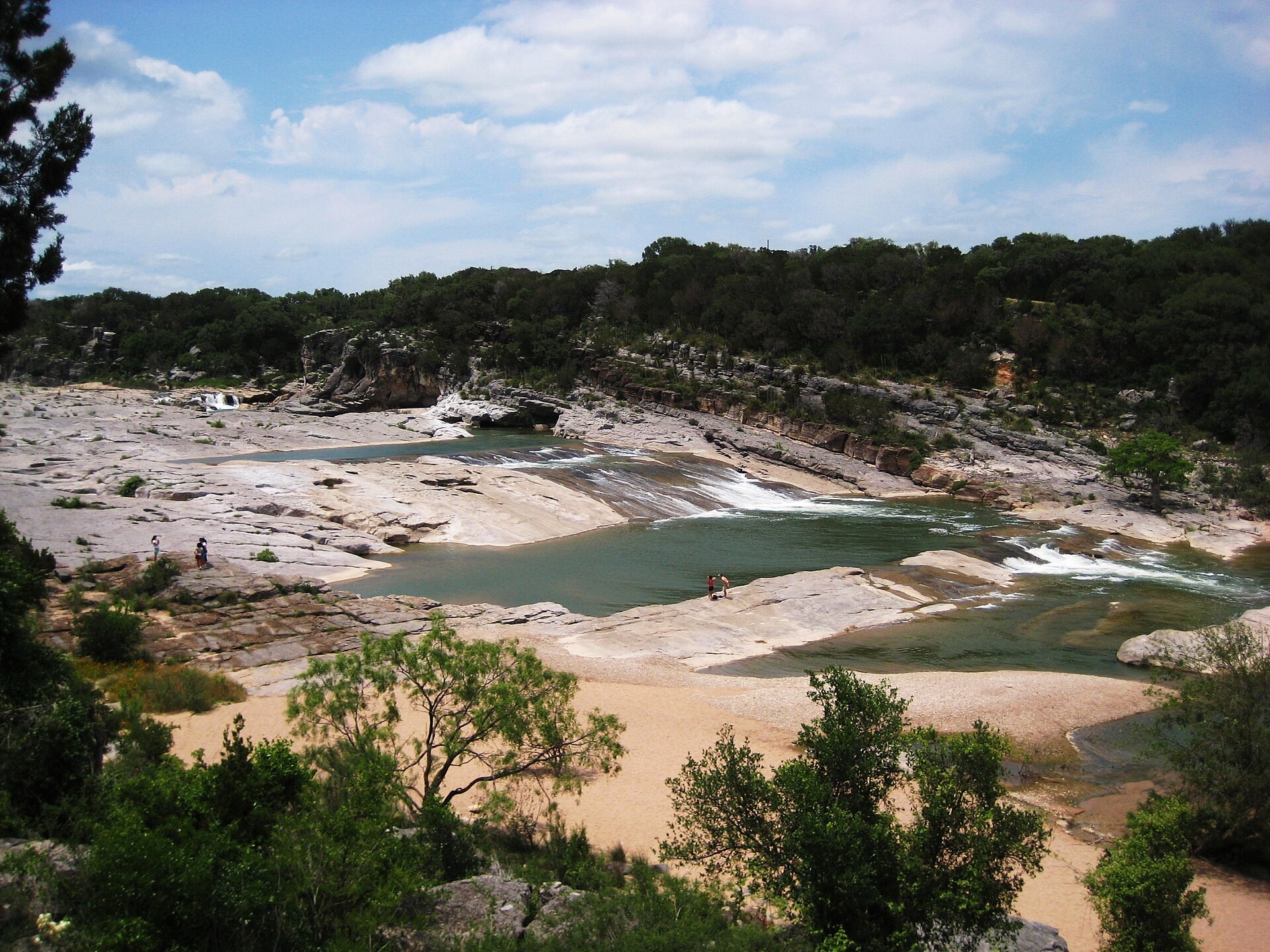 Limestone falls and river at Pedernales Falls State Park
