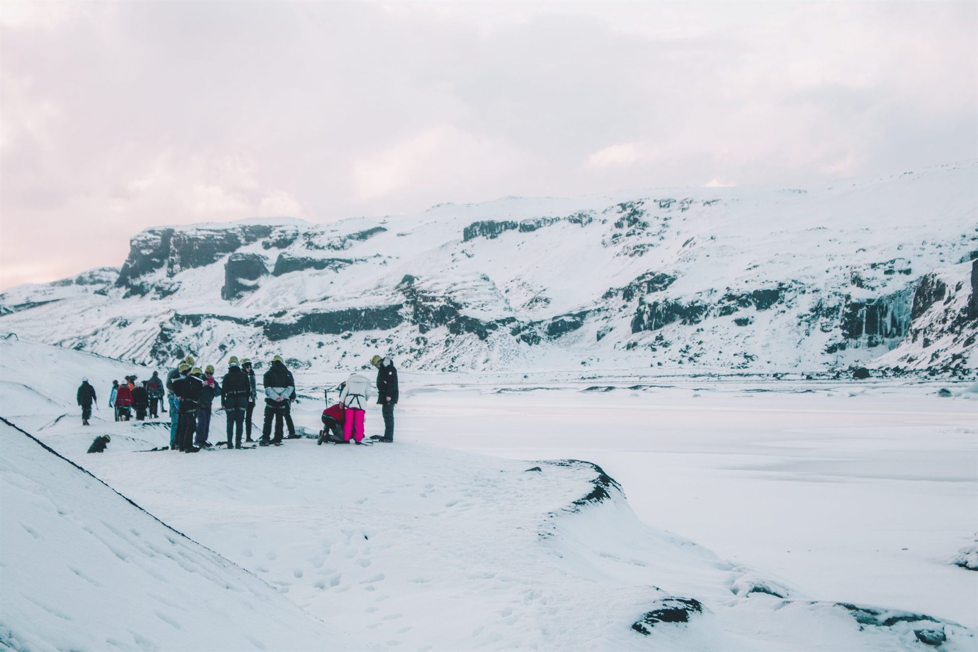 group of winter hikers