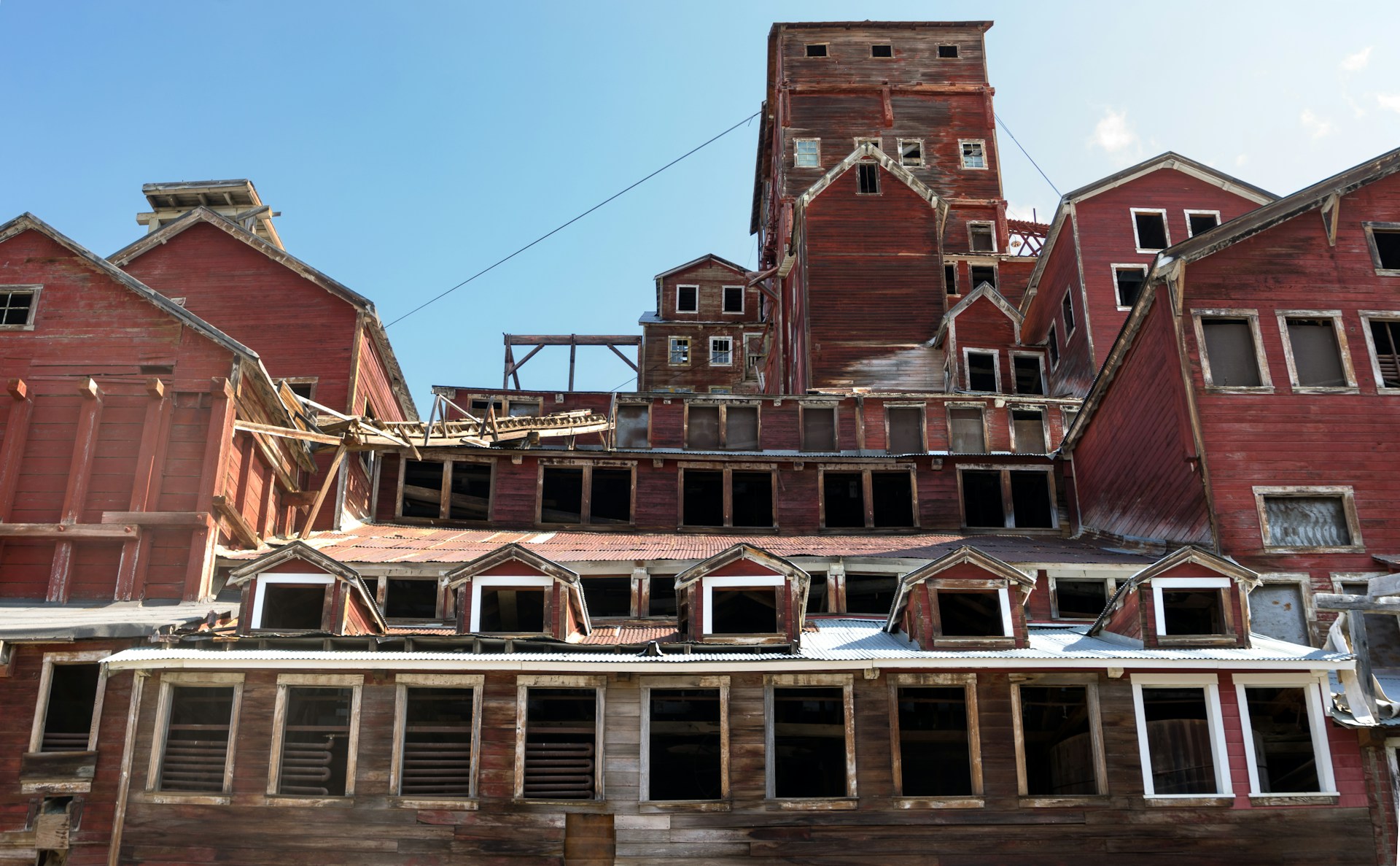 The historic red stamp mill at Kennecott in Wrangell–St. Elias