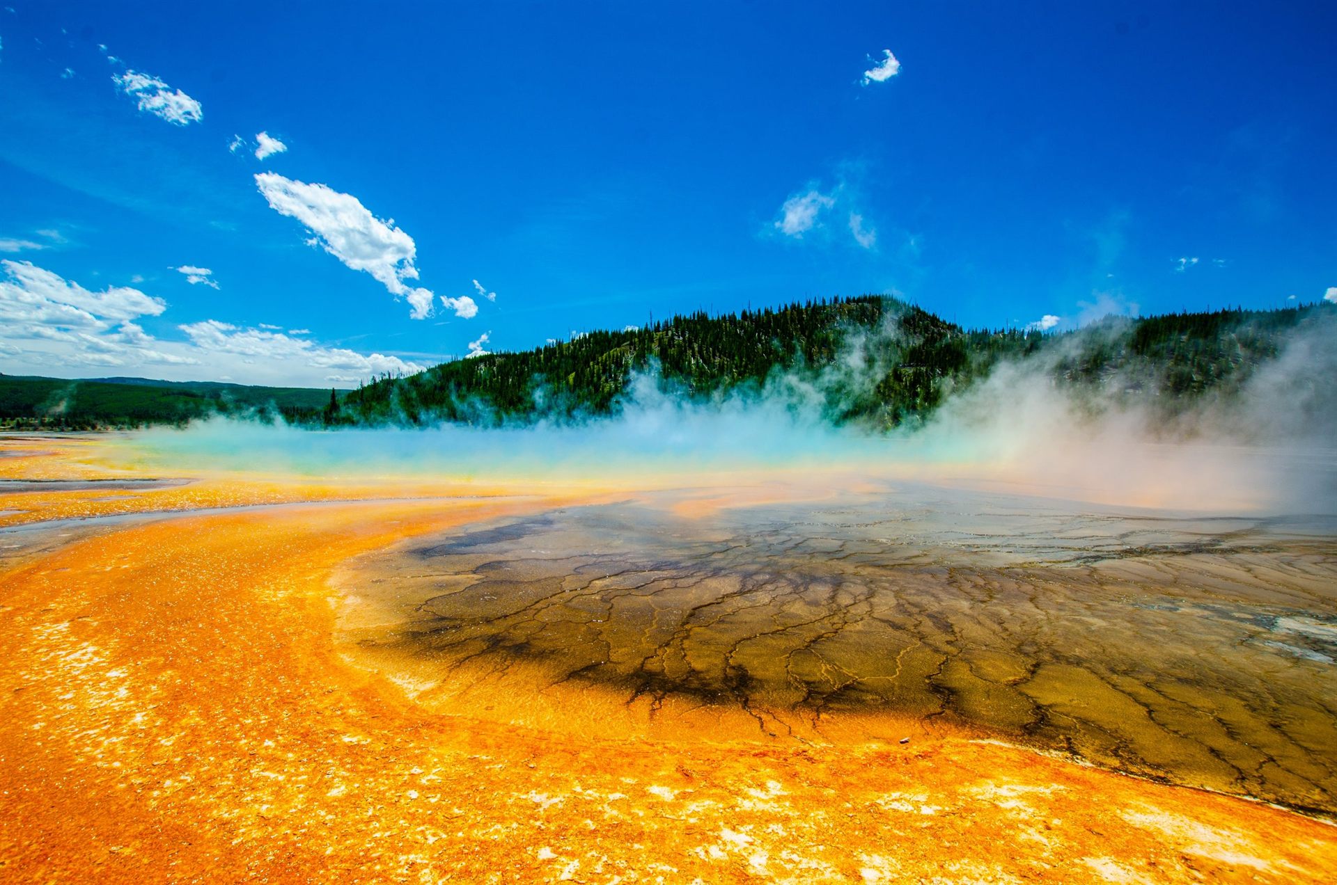 vibrant colors of thermal features in Yellowstone