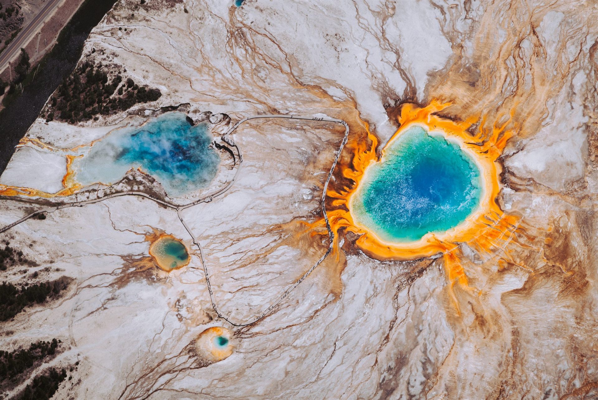 Grand Prismatic Spring Yellowstone Aerial View