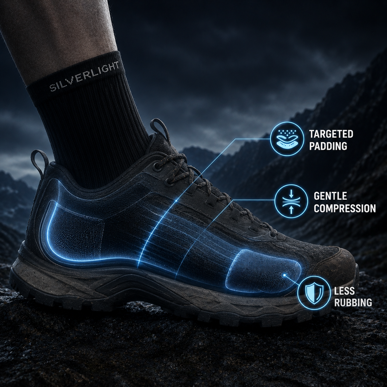 Thermal image showing warm feet in cold weather